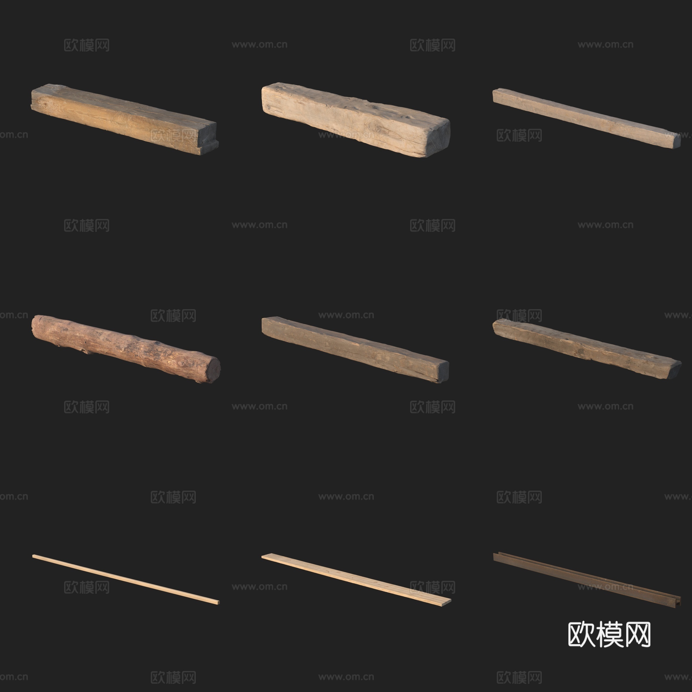 木板木材房梁3d模型