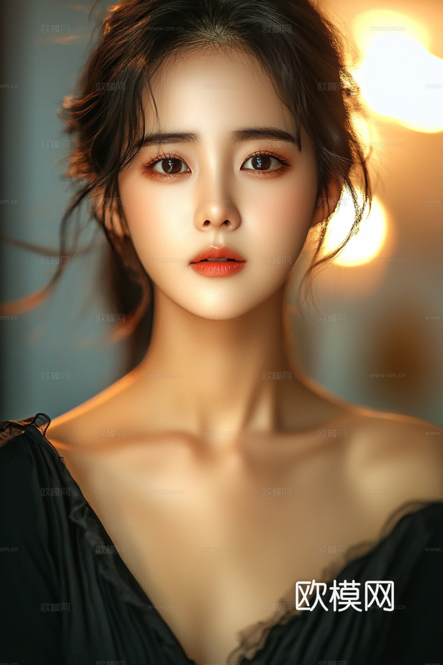 美女人物肖像挂画装饰画下载（渲染图2）