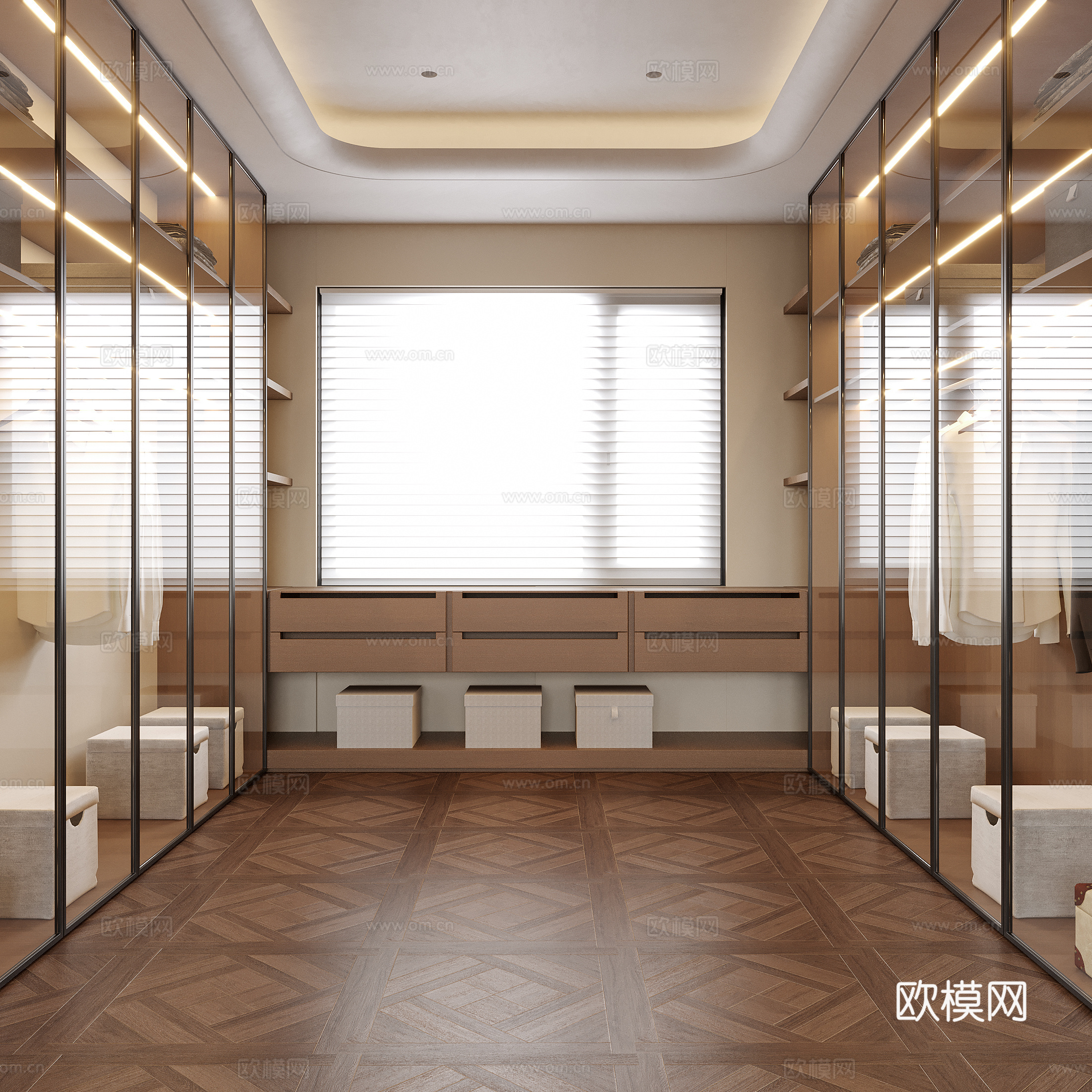 现代衣帽间 衣柜3d模型