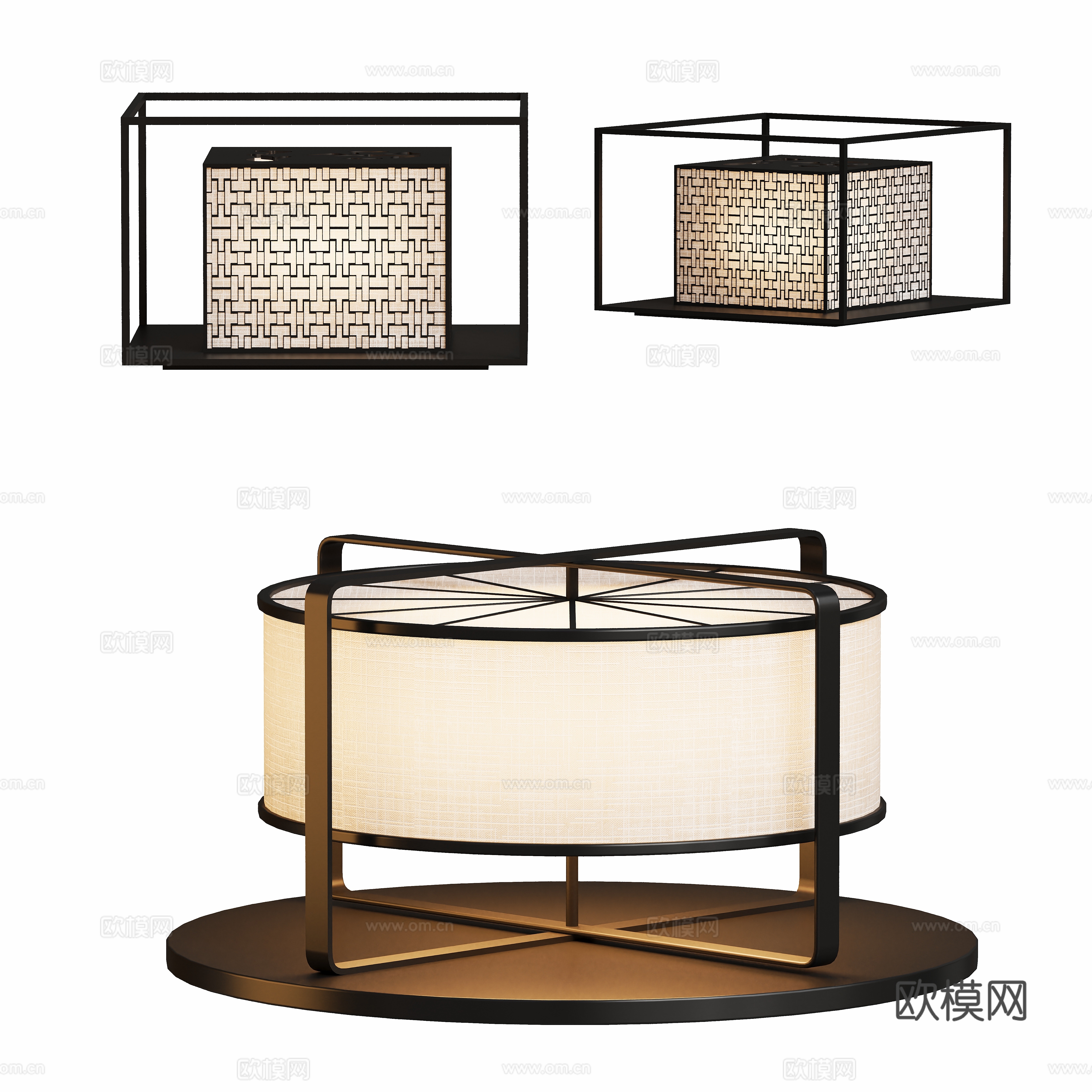 新中式金属台灯3d模型