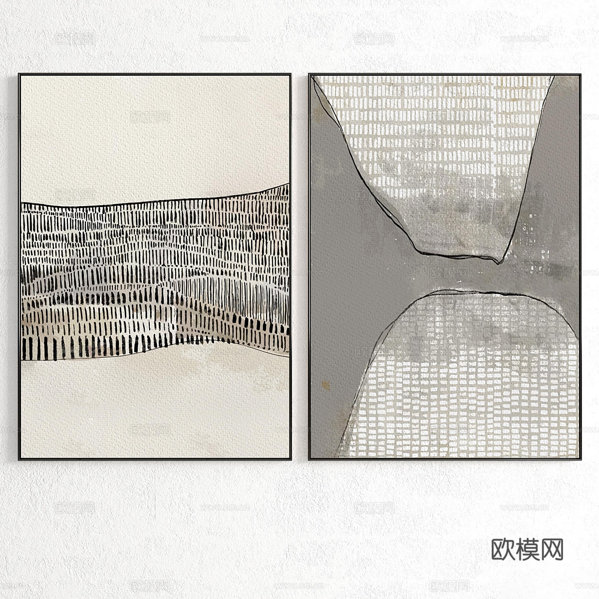 新中式装饰挂画3d模型