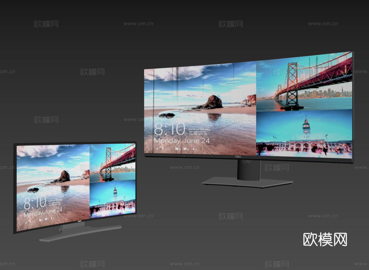 现代电脑显示器 显示屏su模型