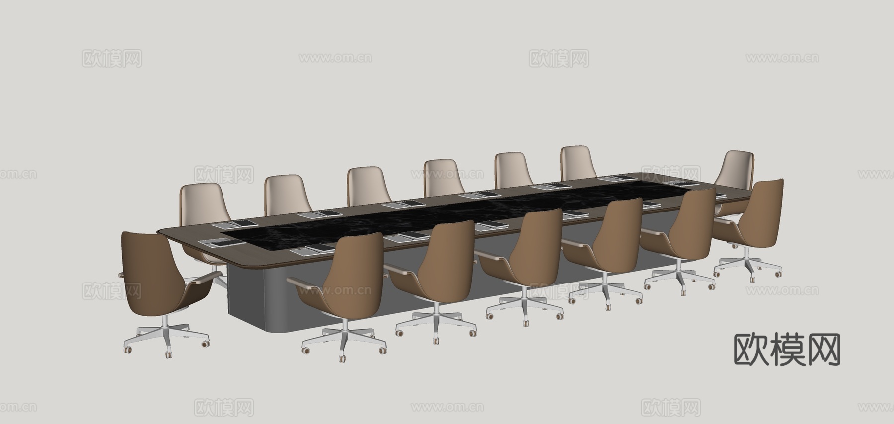 现代大型会议桌椅su模型