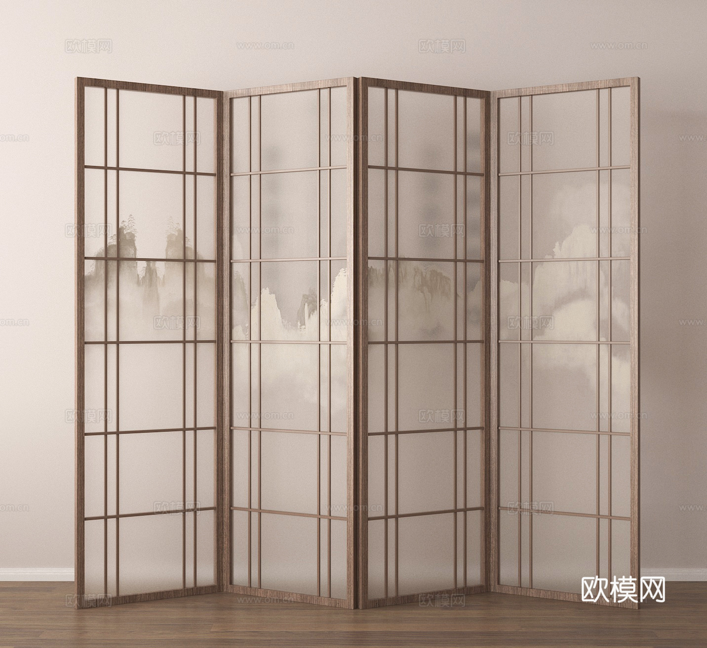 屏风 折叠屏风su模型