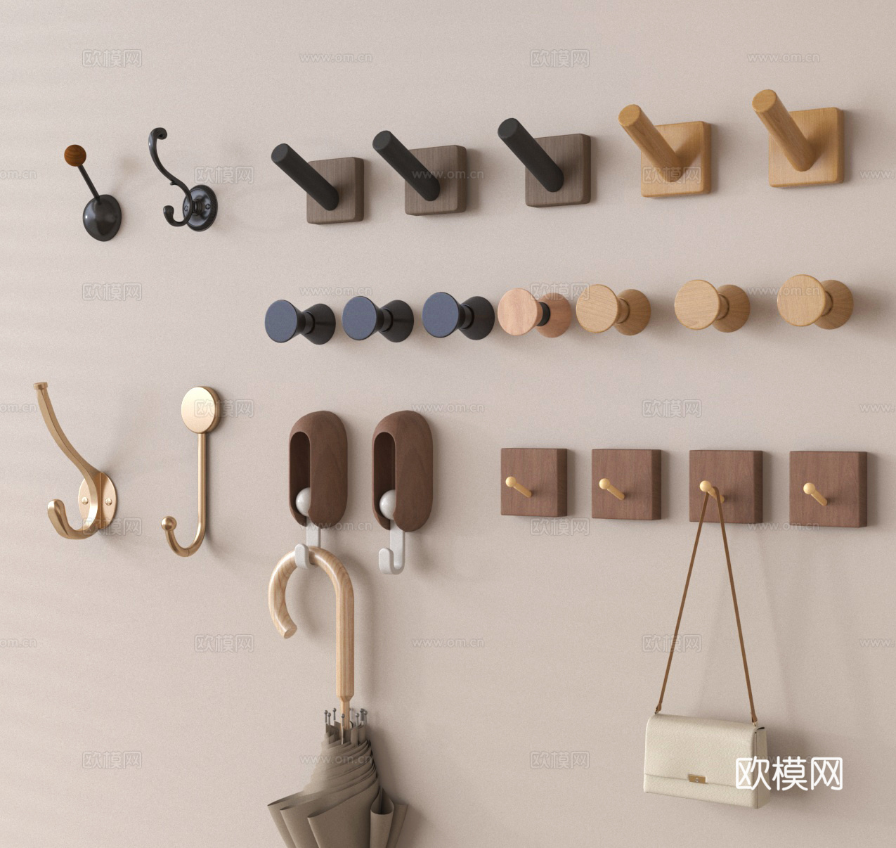 墙壁挂钩 金属挂钩 衣帽挂钩su模型
