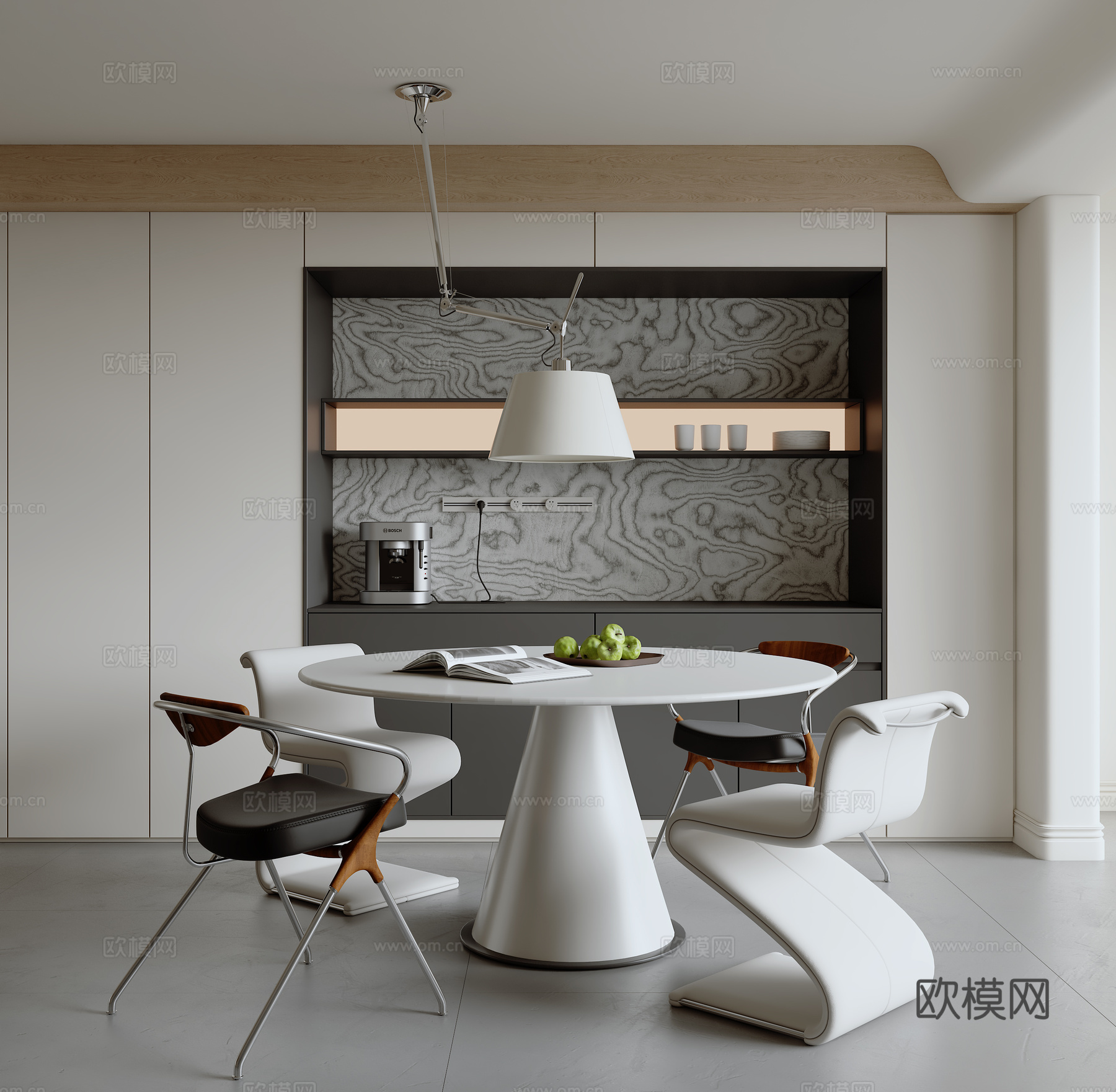 现代极简餐厅su模型