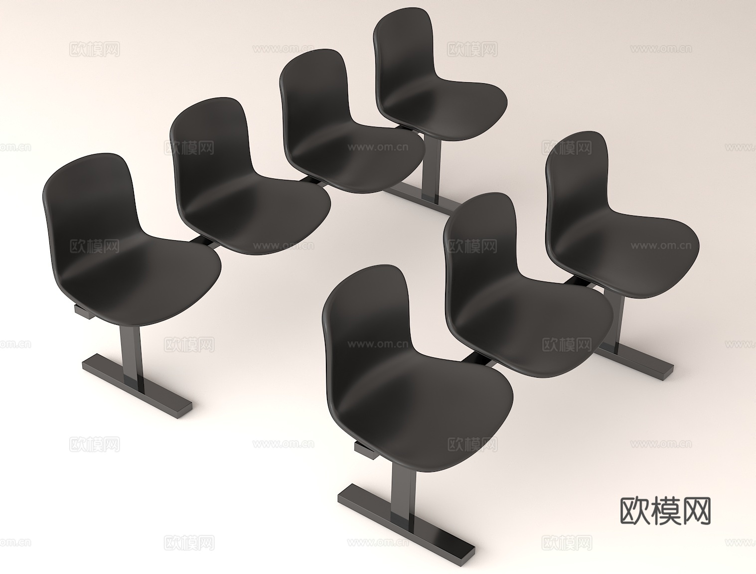 现代座椅设计公共座椅连排座椅等候区座椅3d模型