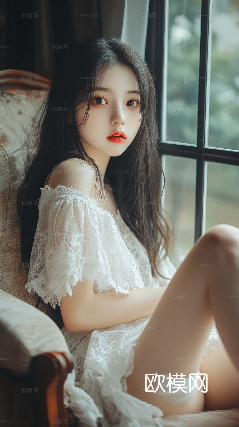 美女人物肖像挂画装饰画下载（渲染图2）
