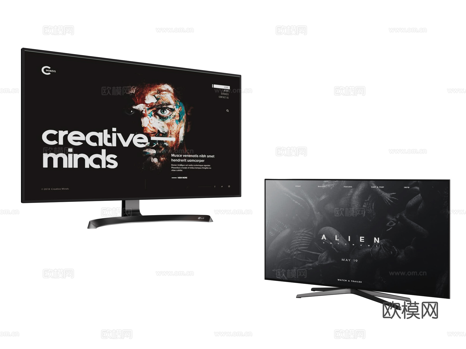现代电脑显示器 显示屏3d模型