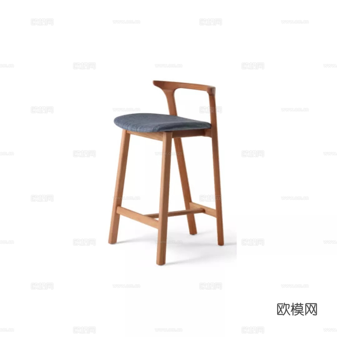 吧台椅高脚椅高凳吧台椅凳高脚餐椅轻奢木椅高脚靠背椅su模型