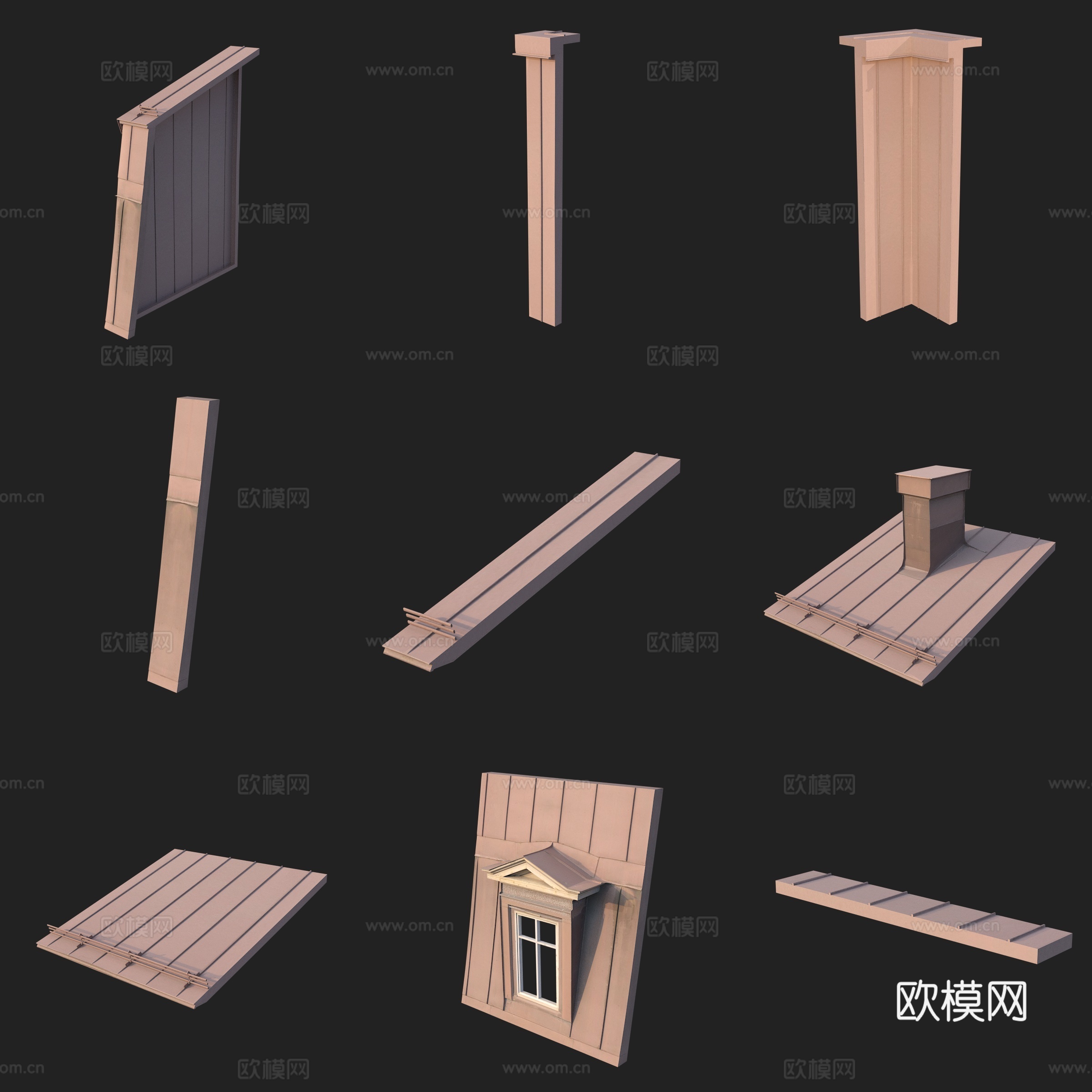 房顶窗户烟囱3d模型