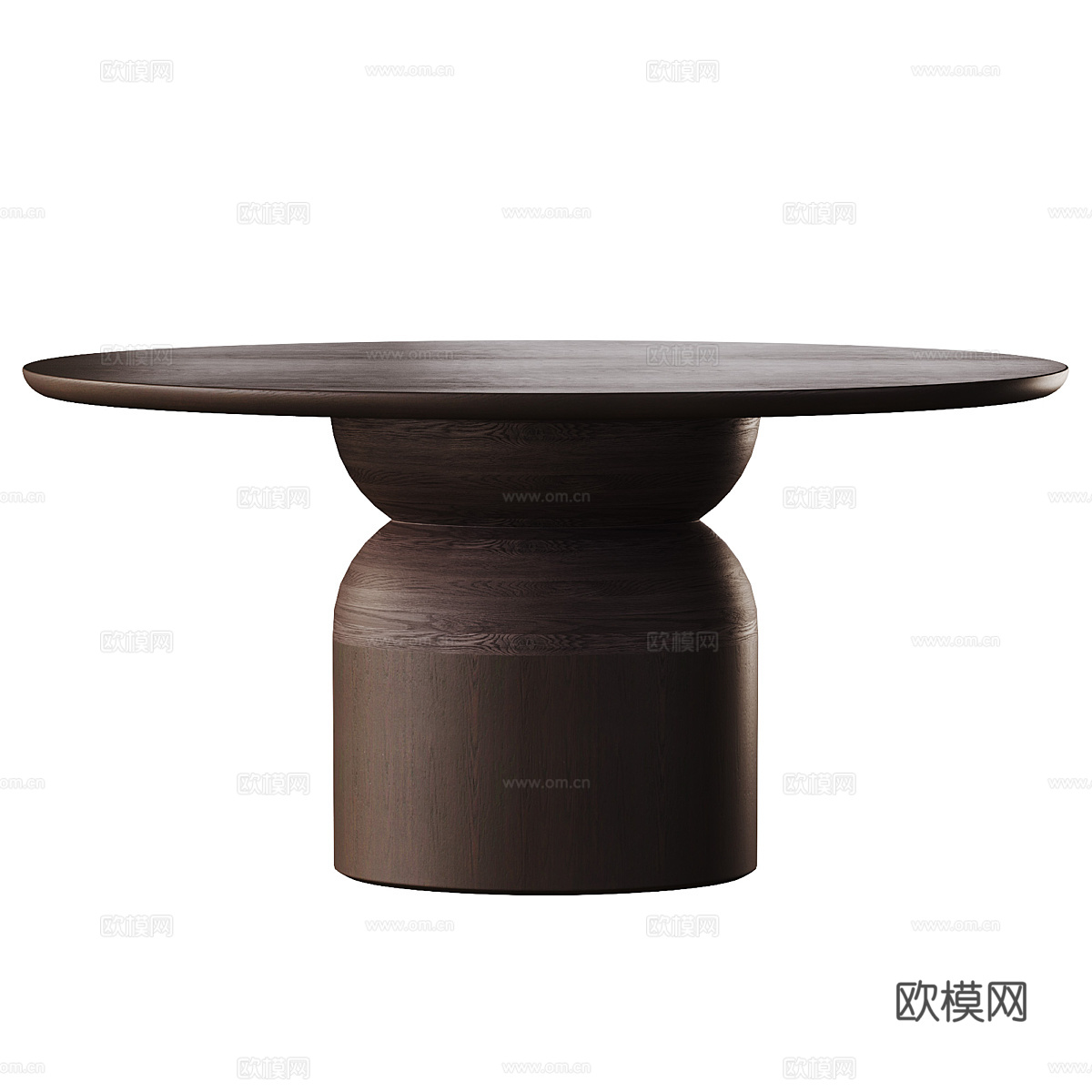 现代意式实木圆餐桌3d模型
