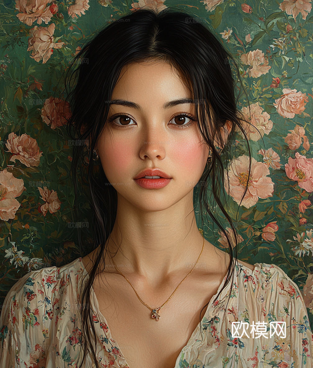 美女人物肖像挂画装饰画