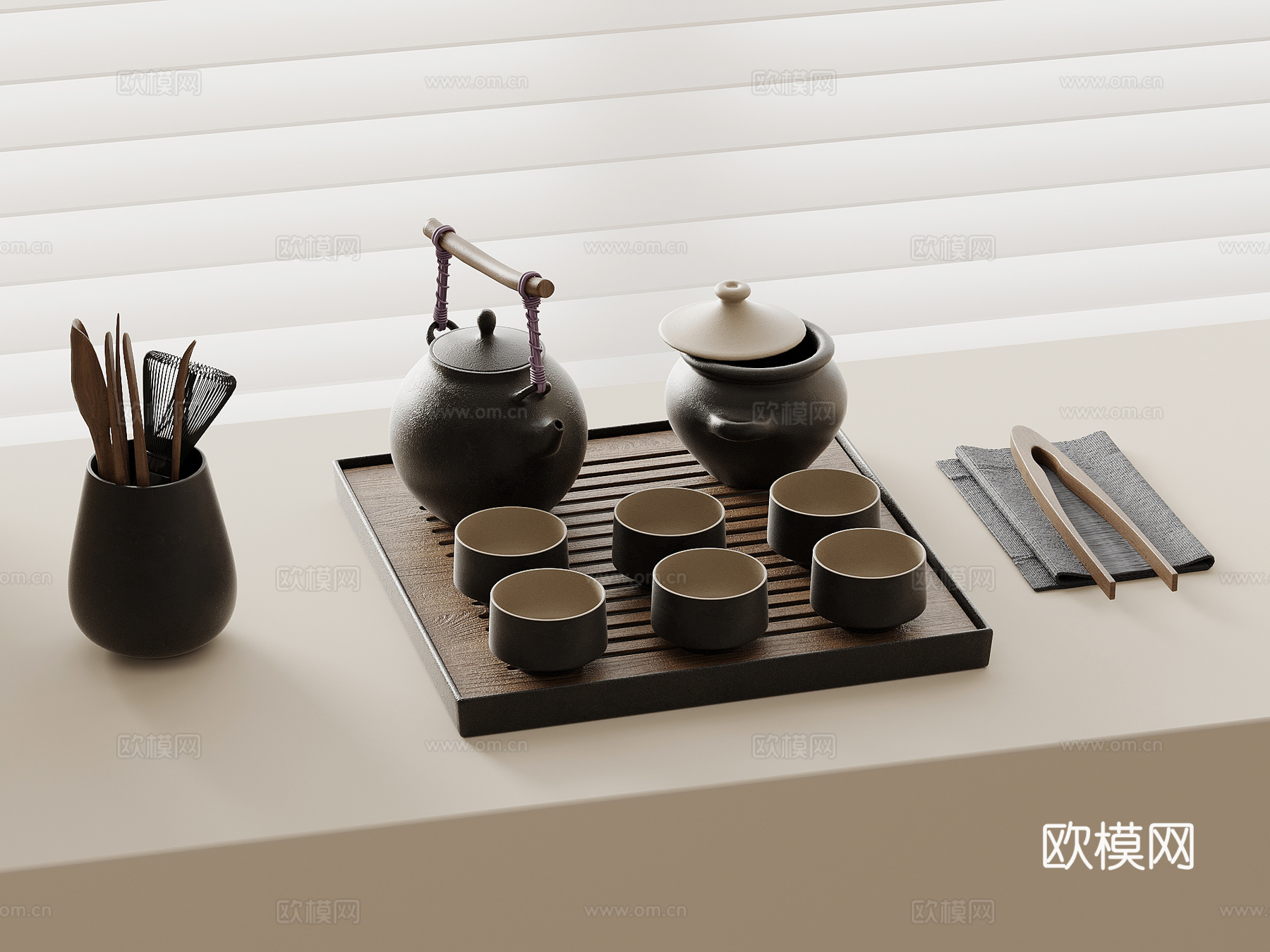 新中式茶具 茶壶su模型