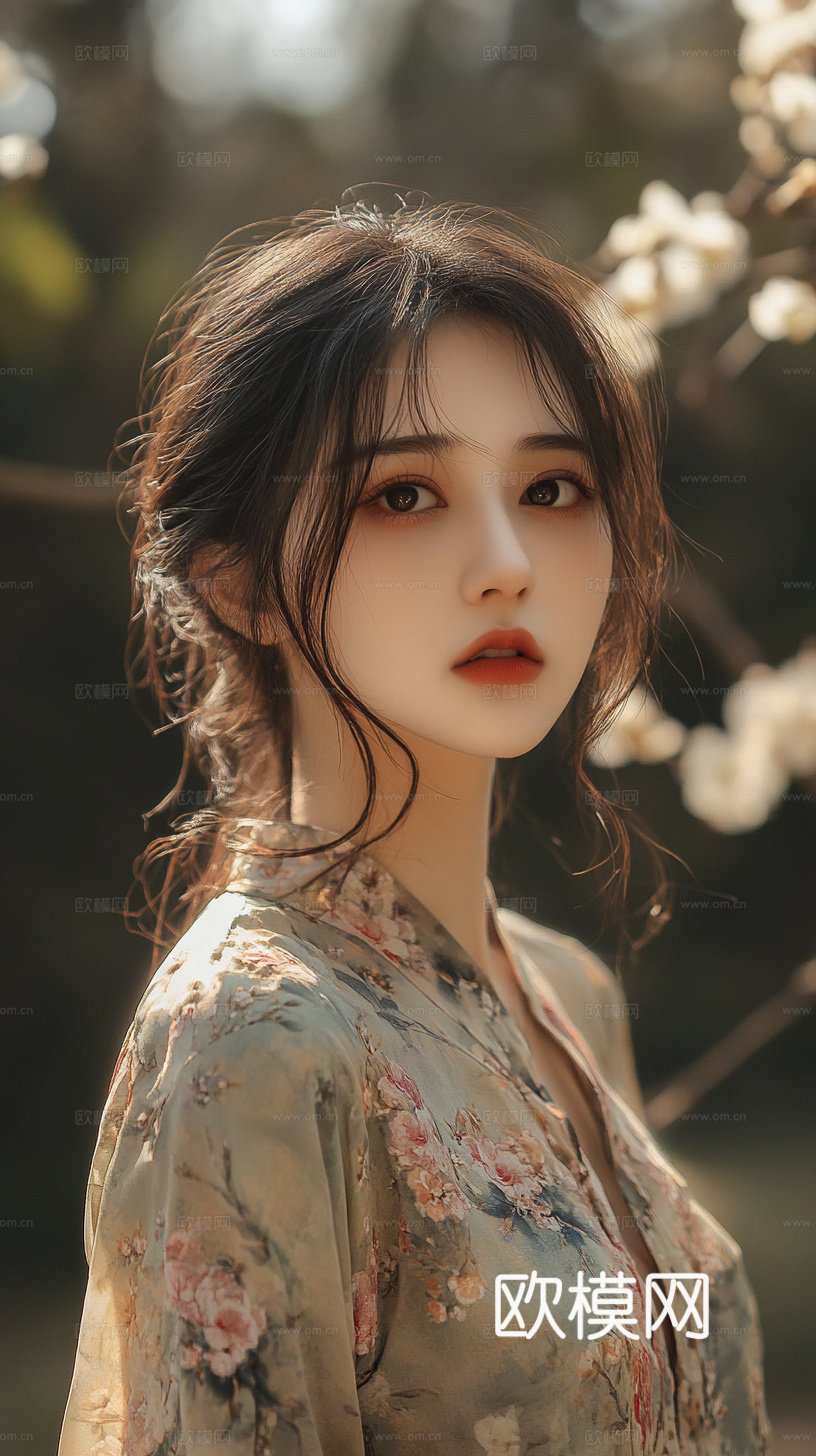 美女人物肖像挂画装饰画下载（渲染图5）