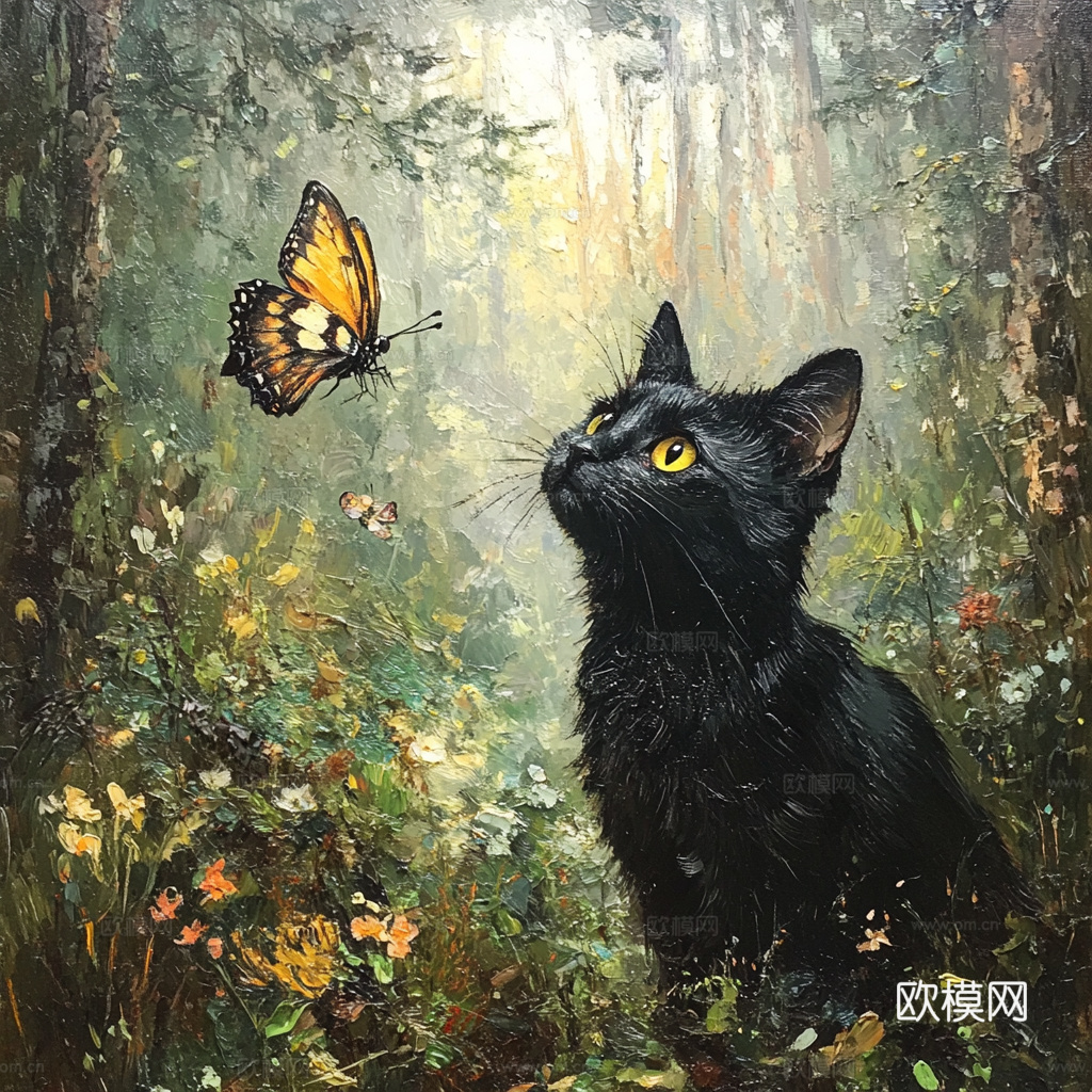 手绘动物装饰画