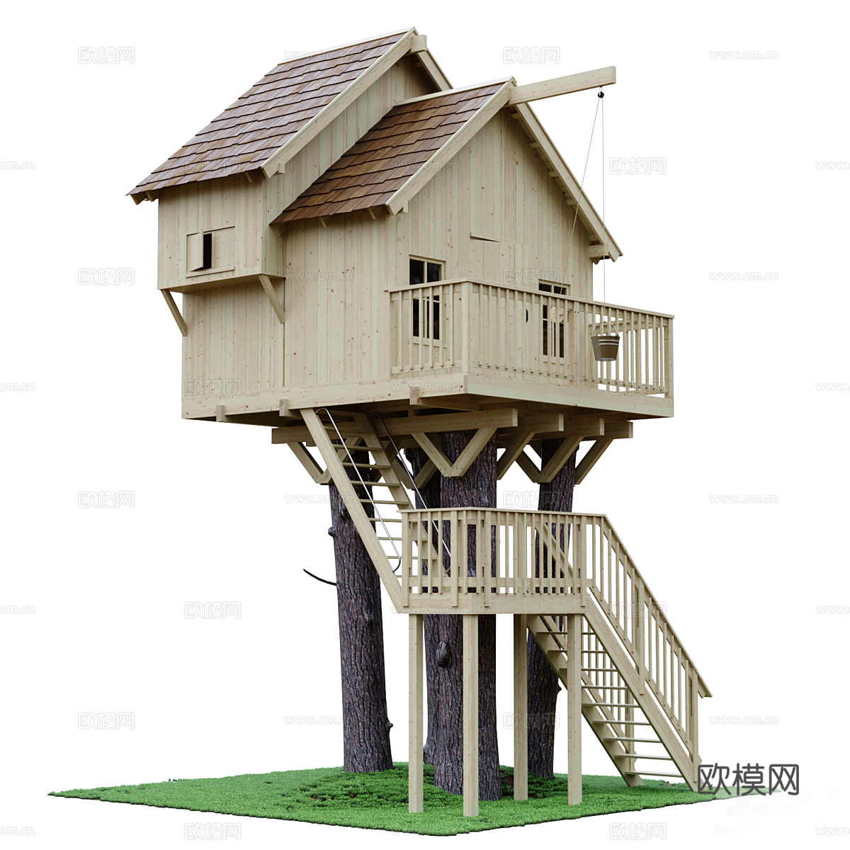 美式树屋3d模型
