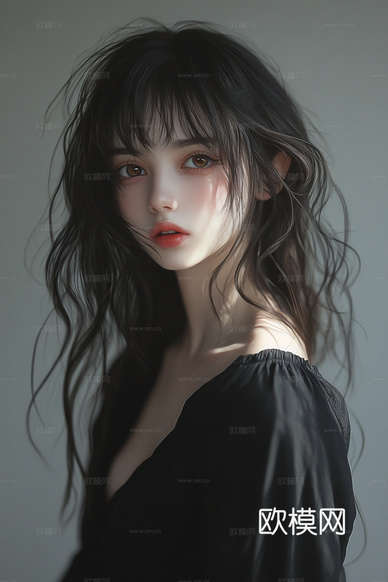 美女人物肖像挂画装饰画下载(渲染图6)