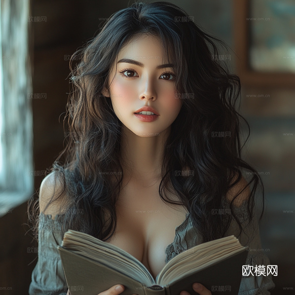 美女人物肖像挂画装饰画下载(渲染图3)
