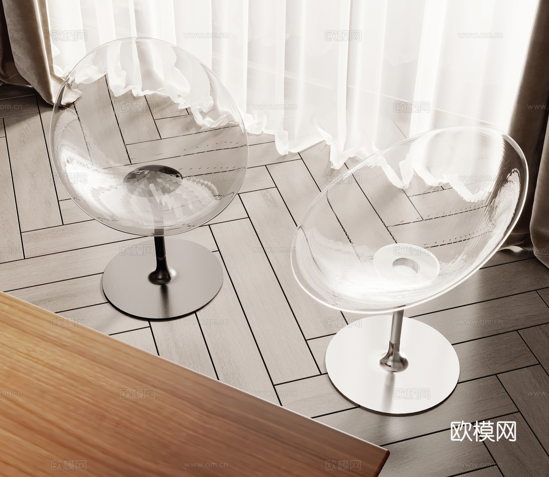 现代亚克力透明休闲椅su模型