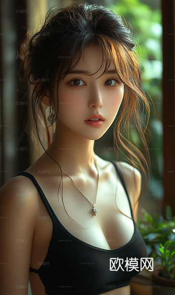 美女人物肖像挂画装饰画下载(渲染图1)