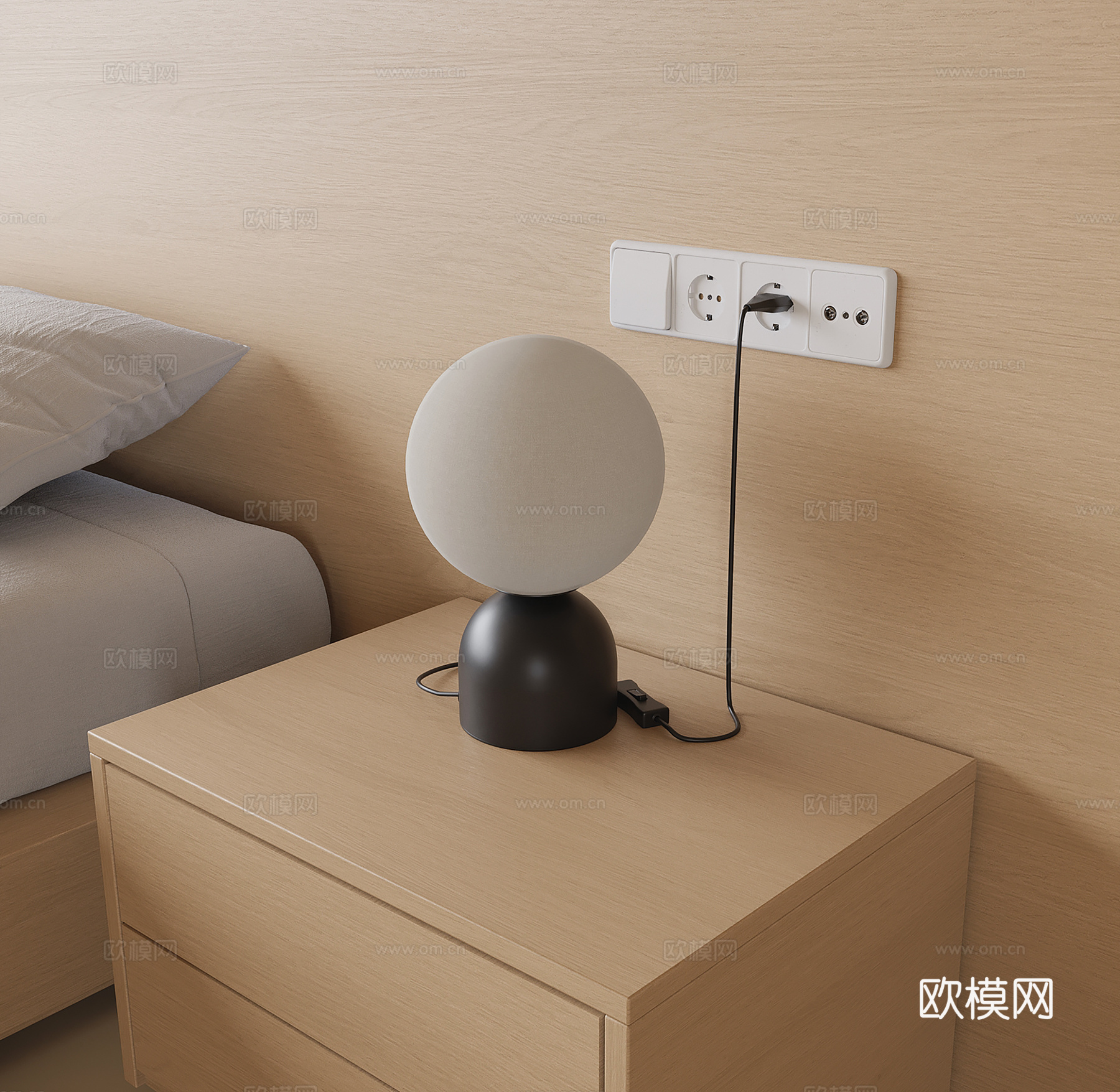 现代小台灯 床头台灯su模型