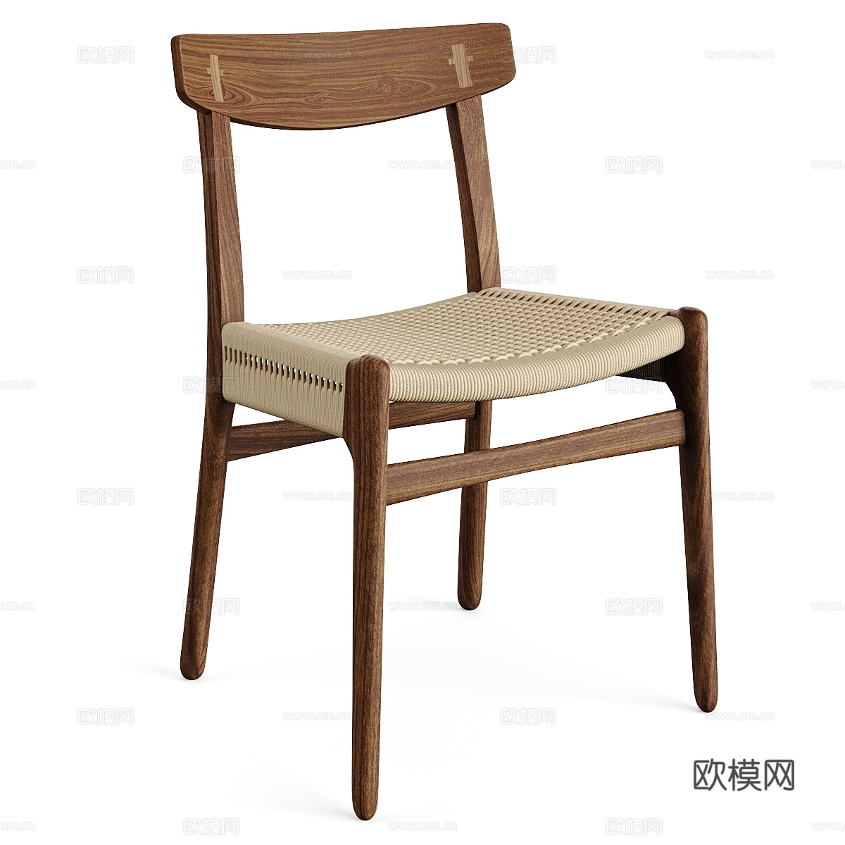 新中式藤编木椅3d模型