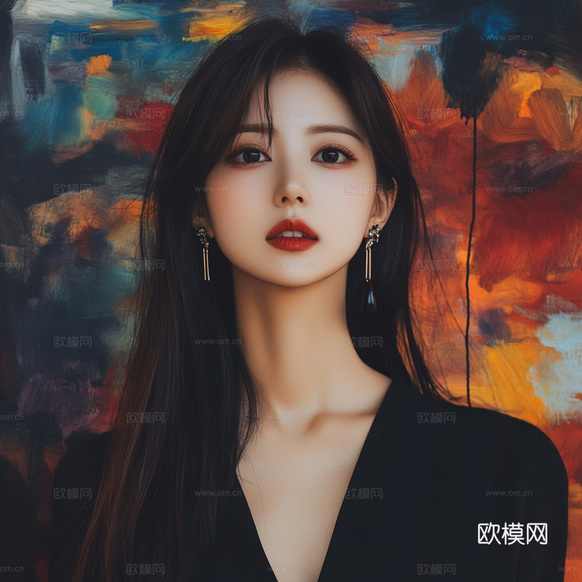 美女人物肖像挂画装饰画下载(渲染图7)