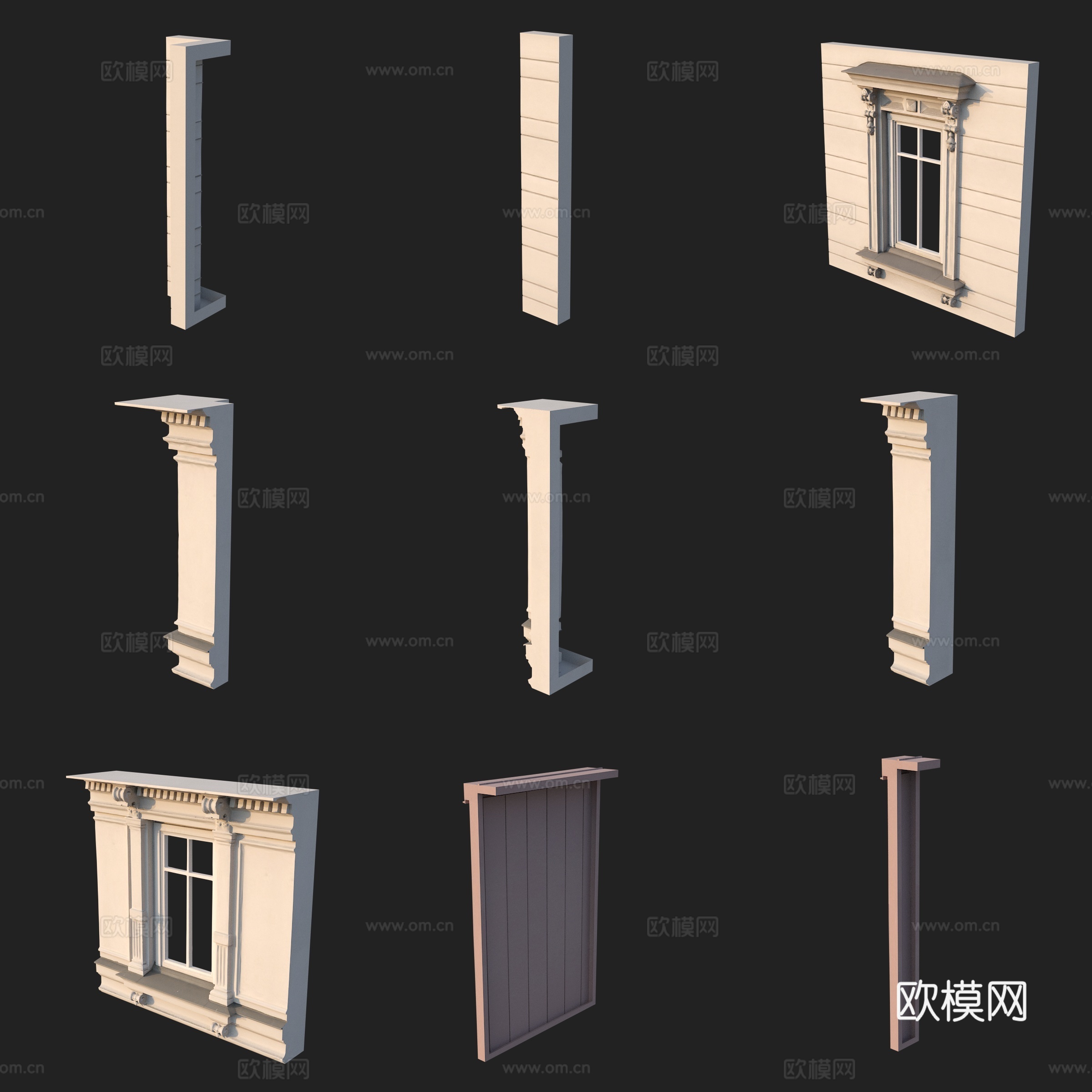 门窗窗框柱子建筑构件3d模型