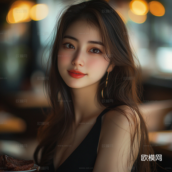 美女人物肖像挂画装饰画下载(渲染图4)