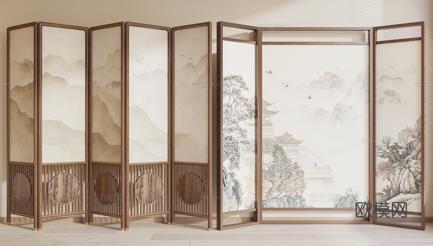 新中式屏风su模型