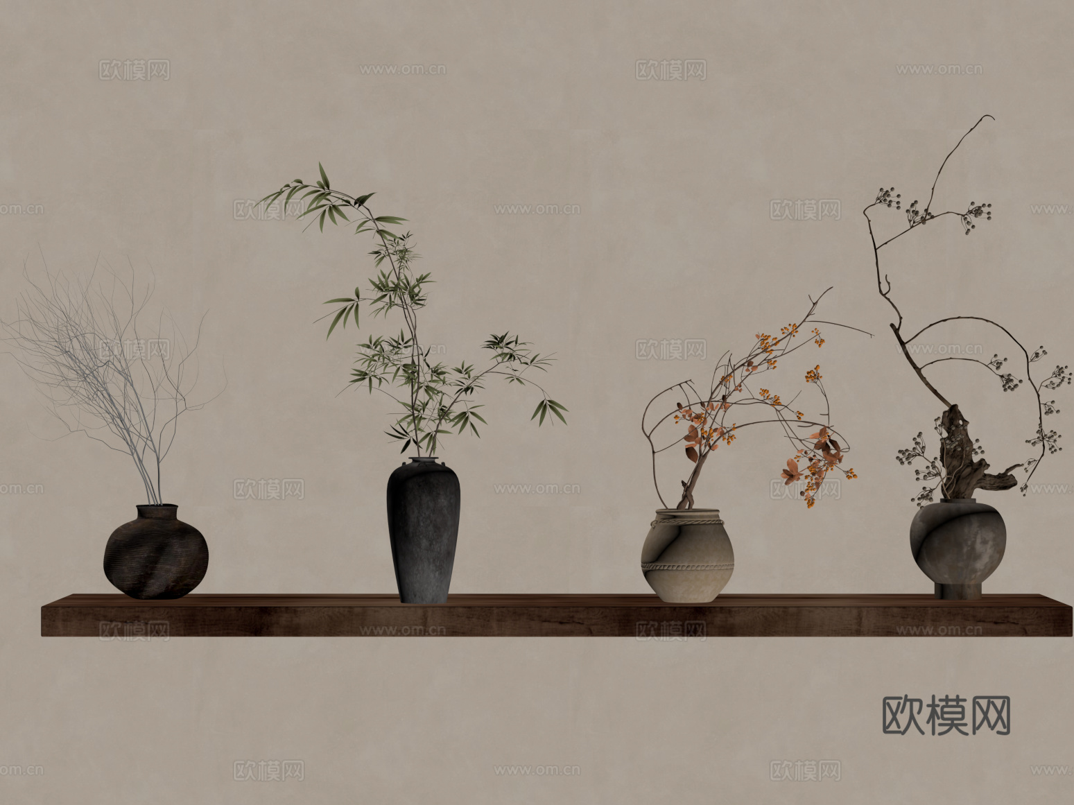 中古风花瓶花艺su模型