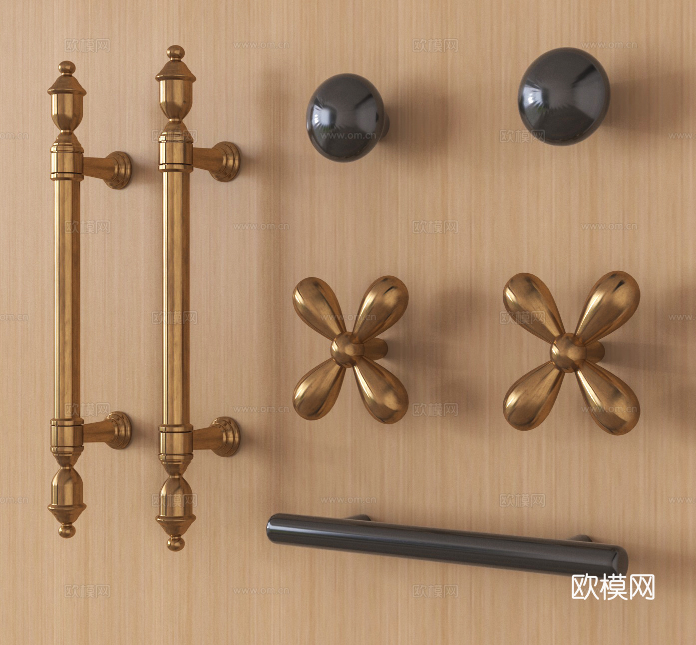柜门拉手 抽屉拉手 把手3d模型