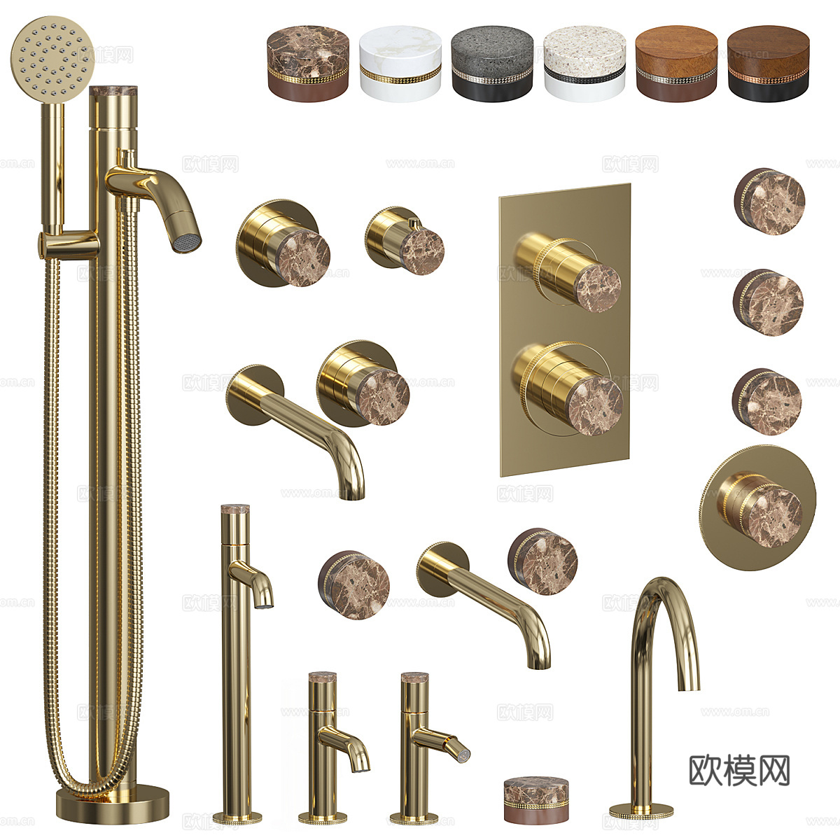 现代意式轻奢 Stella 水龙头套装3d模型