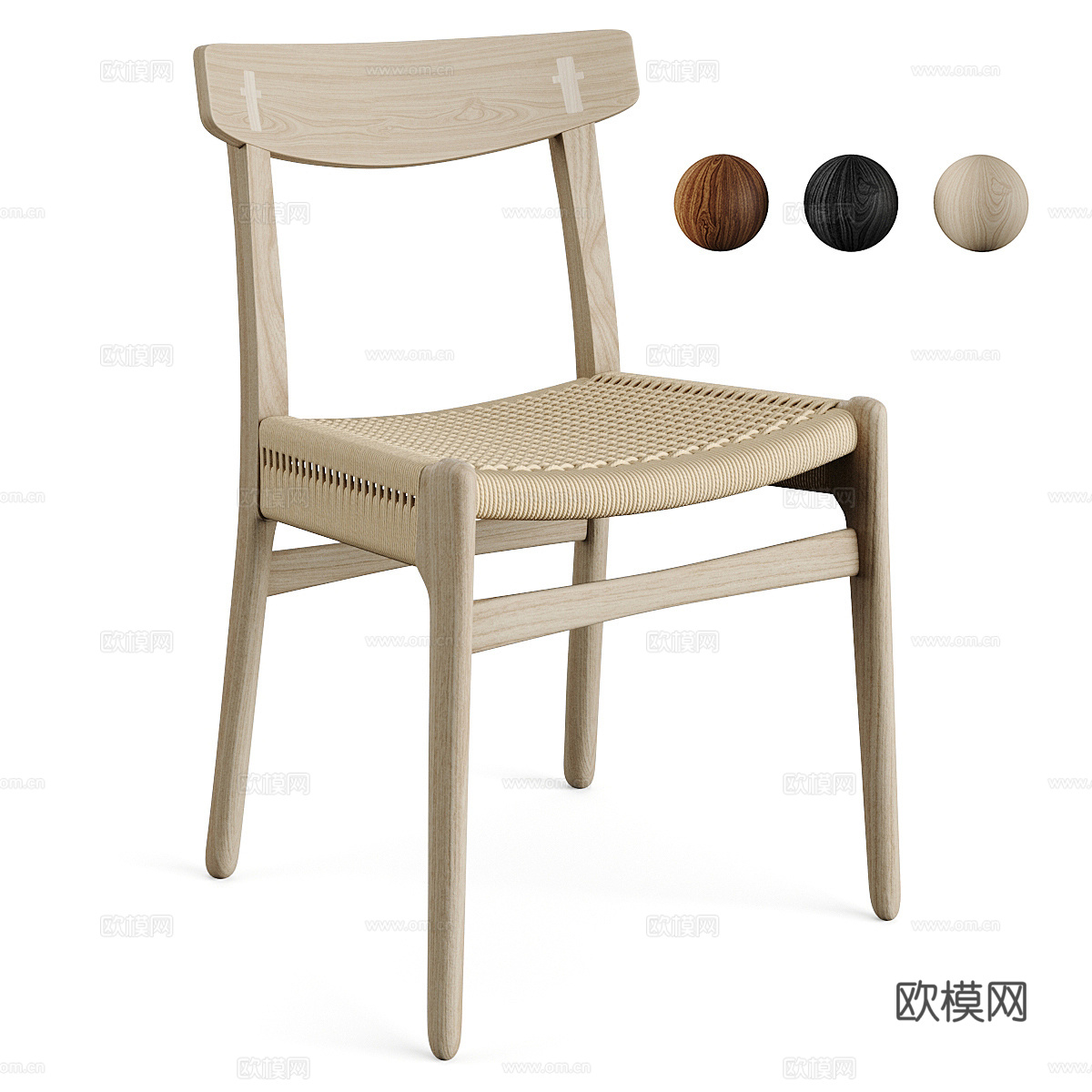 新中式藤编木椅3d模型