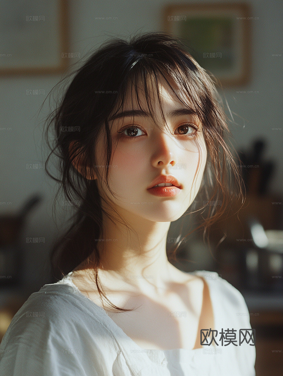 美女人物肖像挂画装饰画下载（渲染图2）