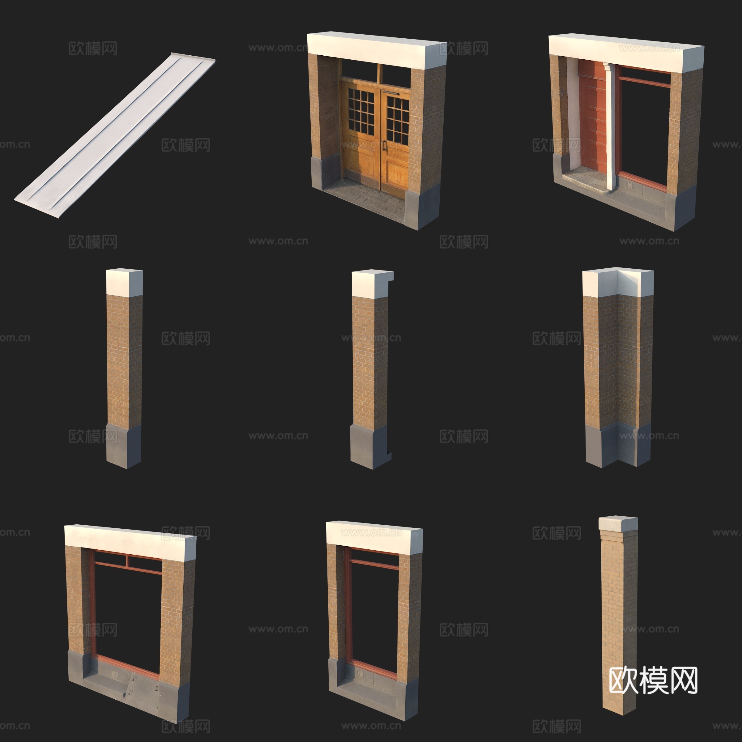 门窗窗框柱子房顶3d模型