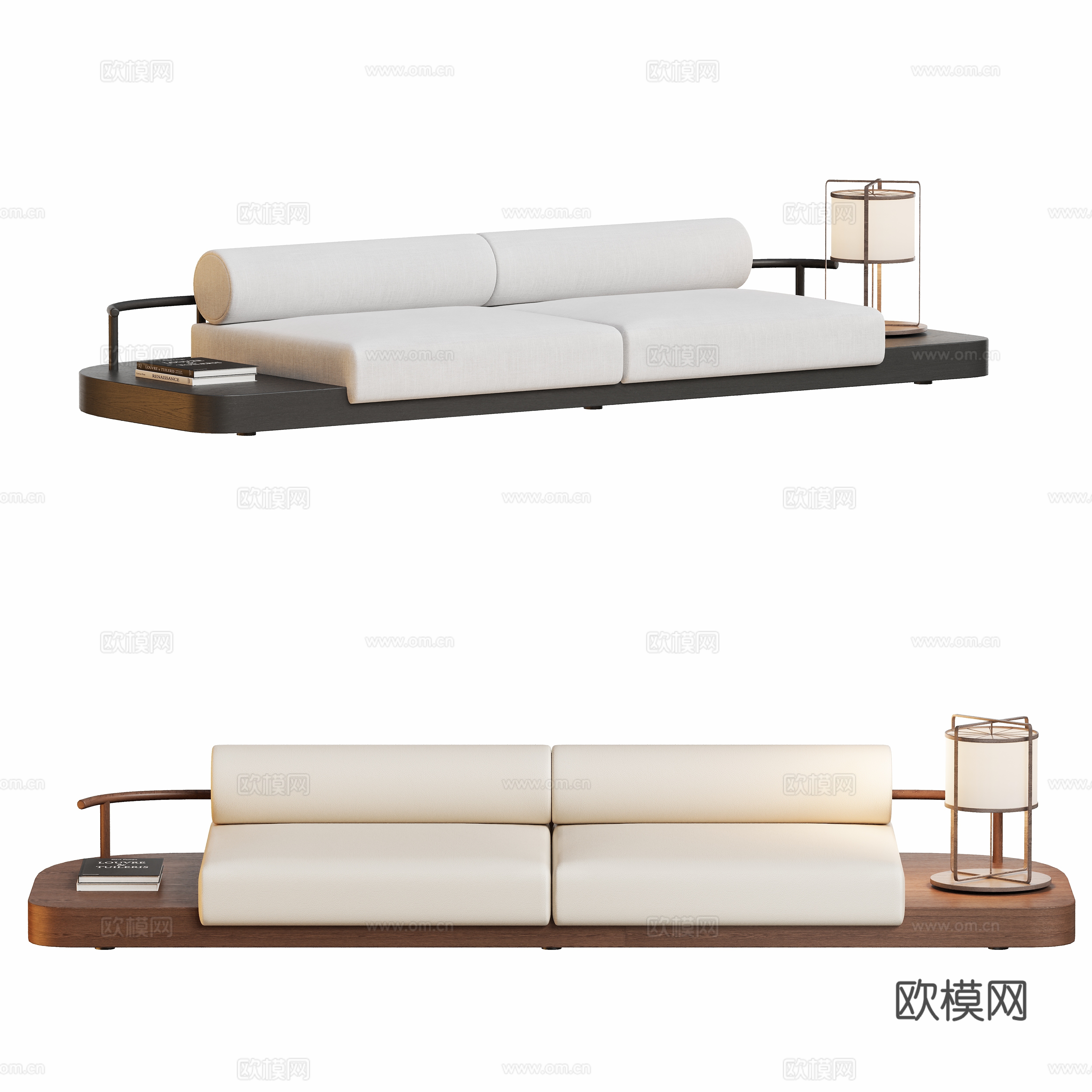 现代原木中古双人沙发su模型