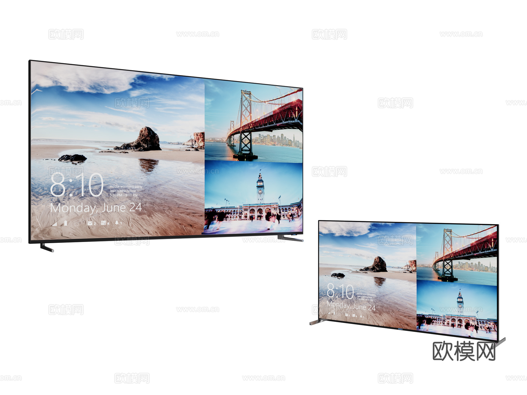 现代液晶电视 显示器3d模型