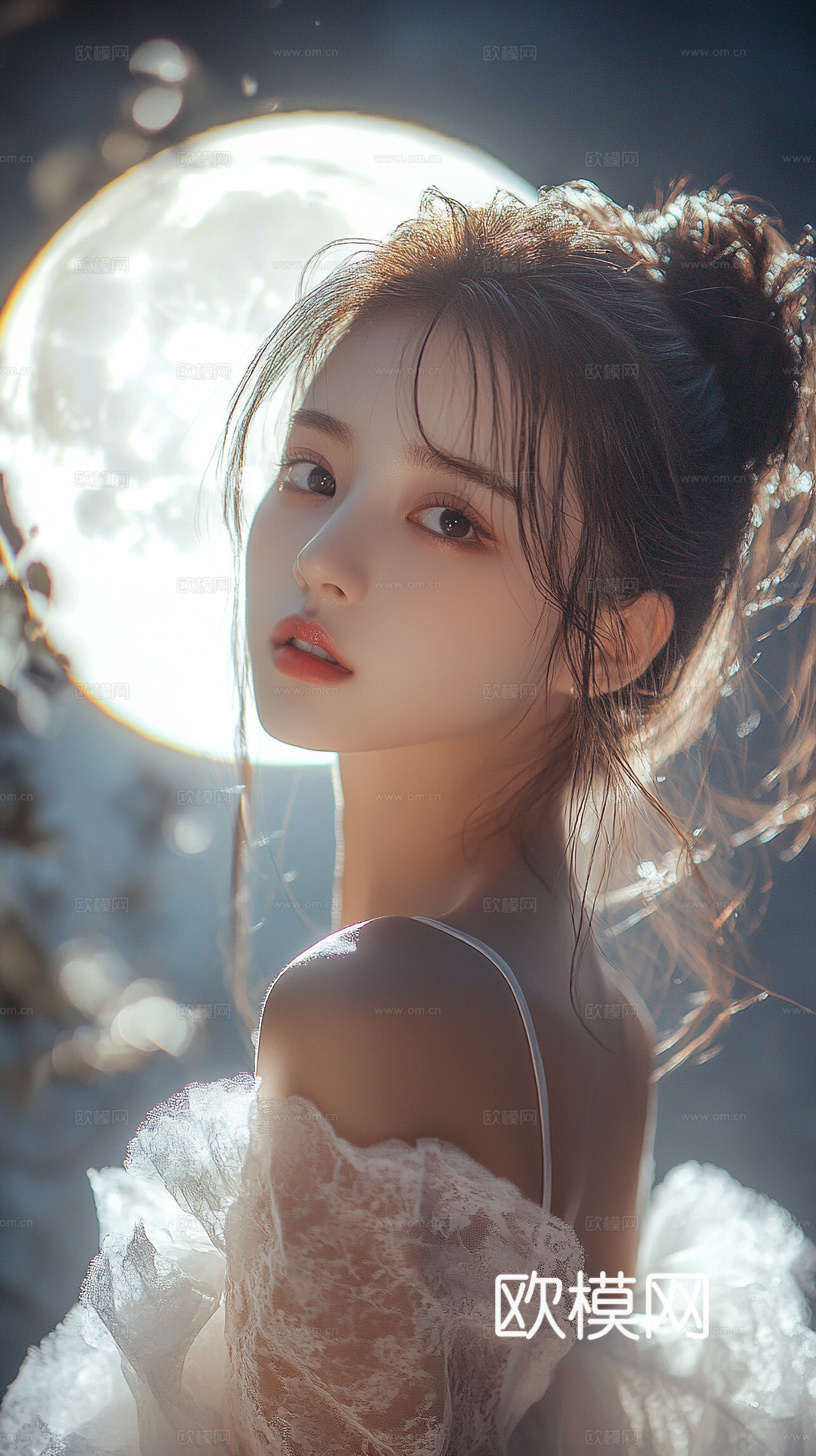 美女人物肖像挂画装饰画下载（渲染图3）