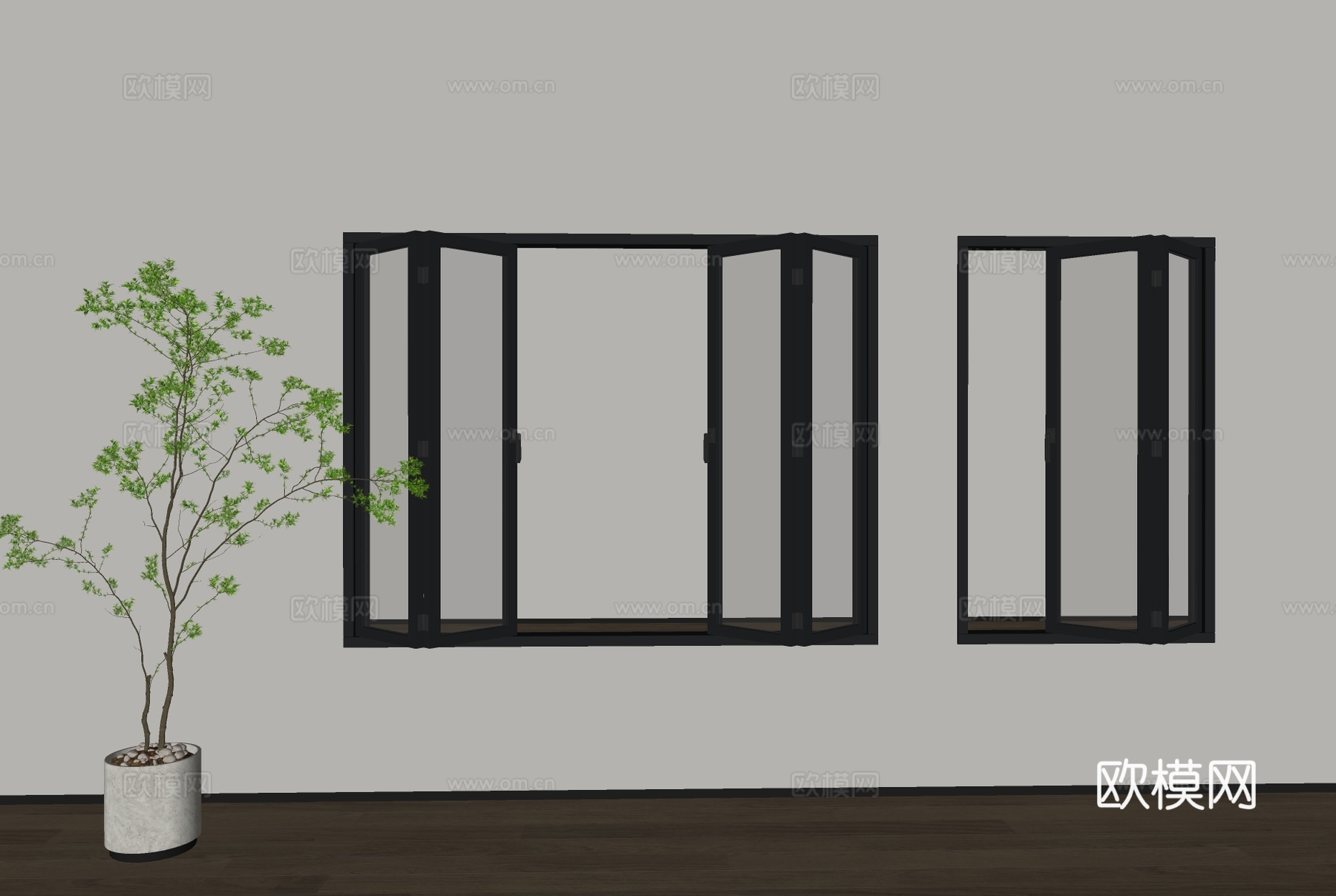 现代折叠窗窗户su模型