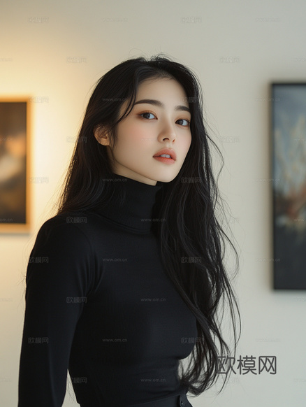 美女人物肖像挂画装饰画下载(渲染图8)