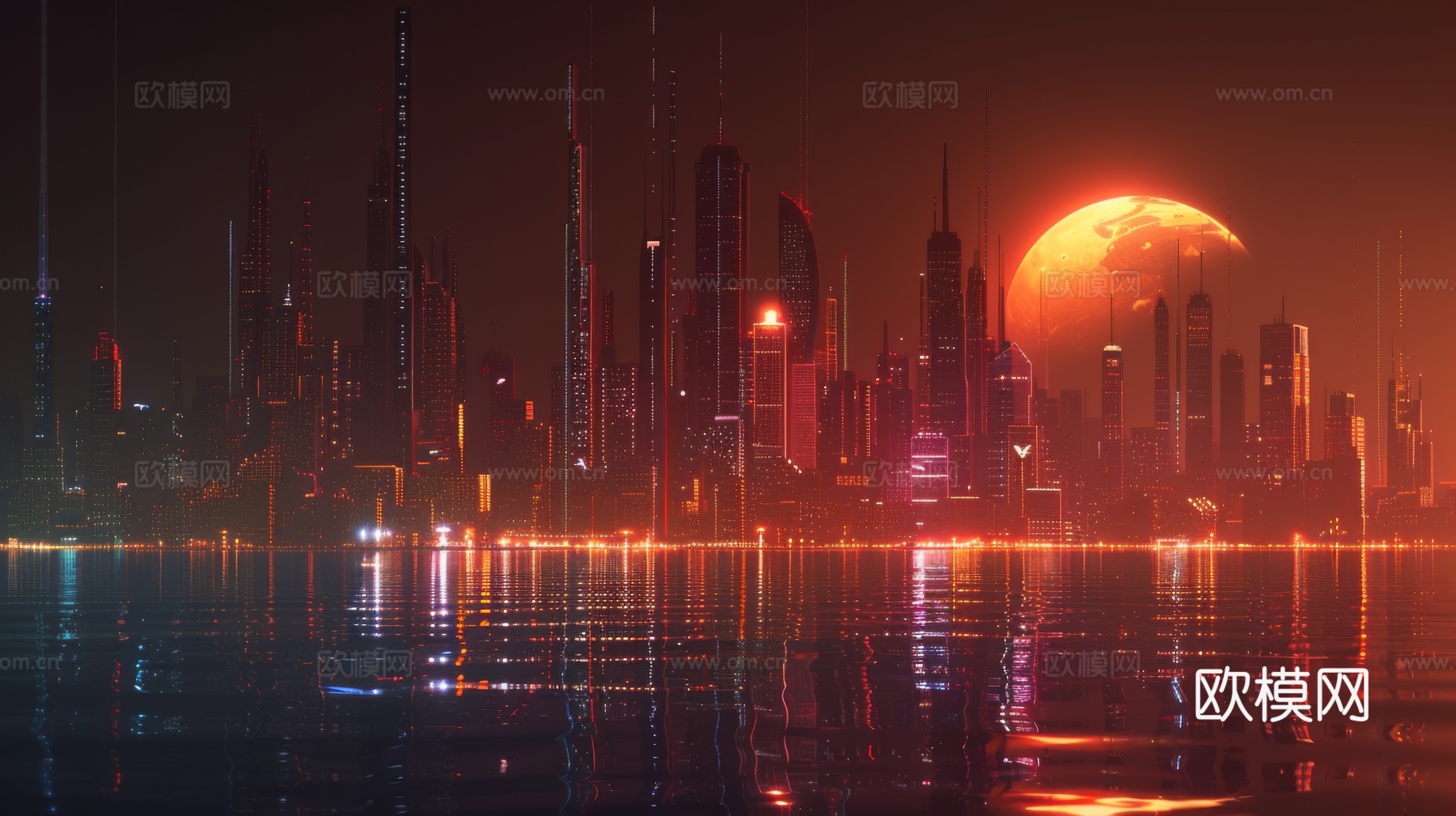 傍晚城市建筑都市风景下载（渲染图2）