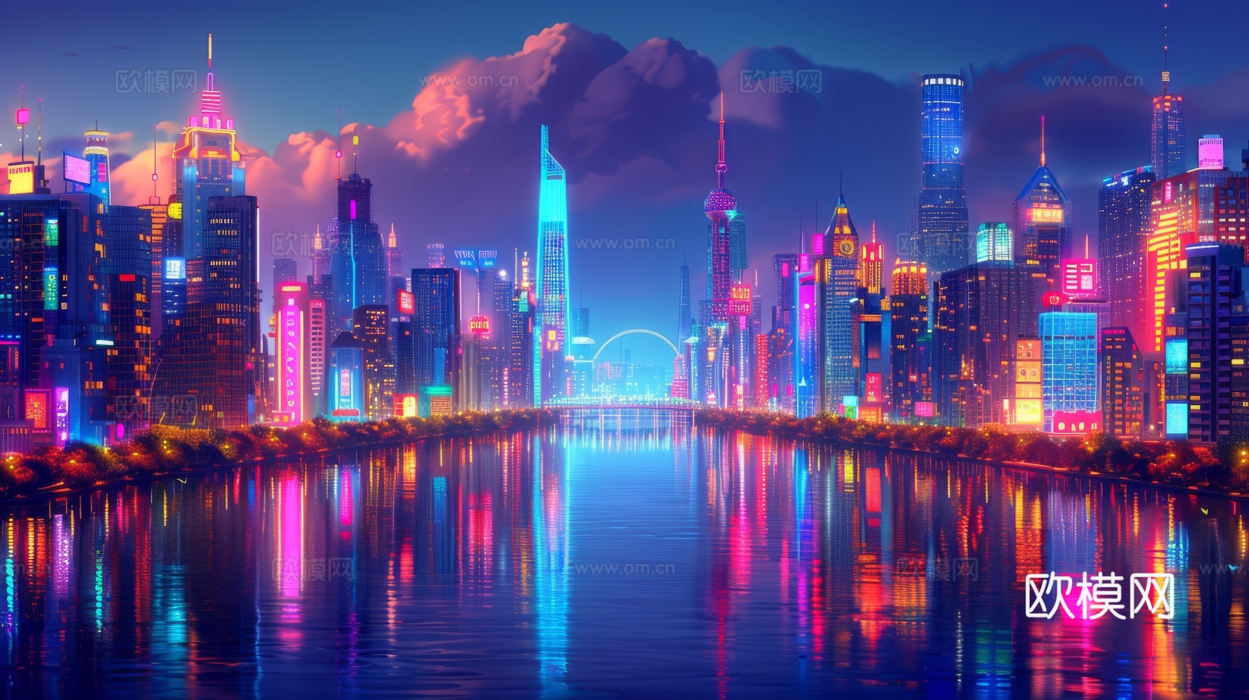 傍晚城市建筑都市风景