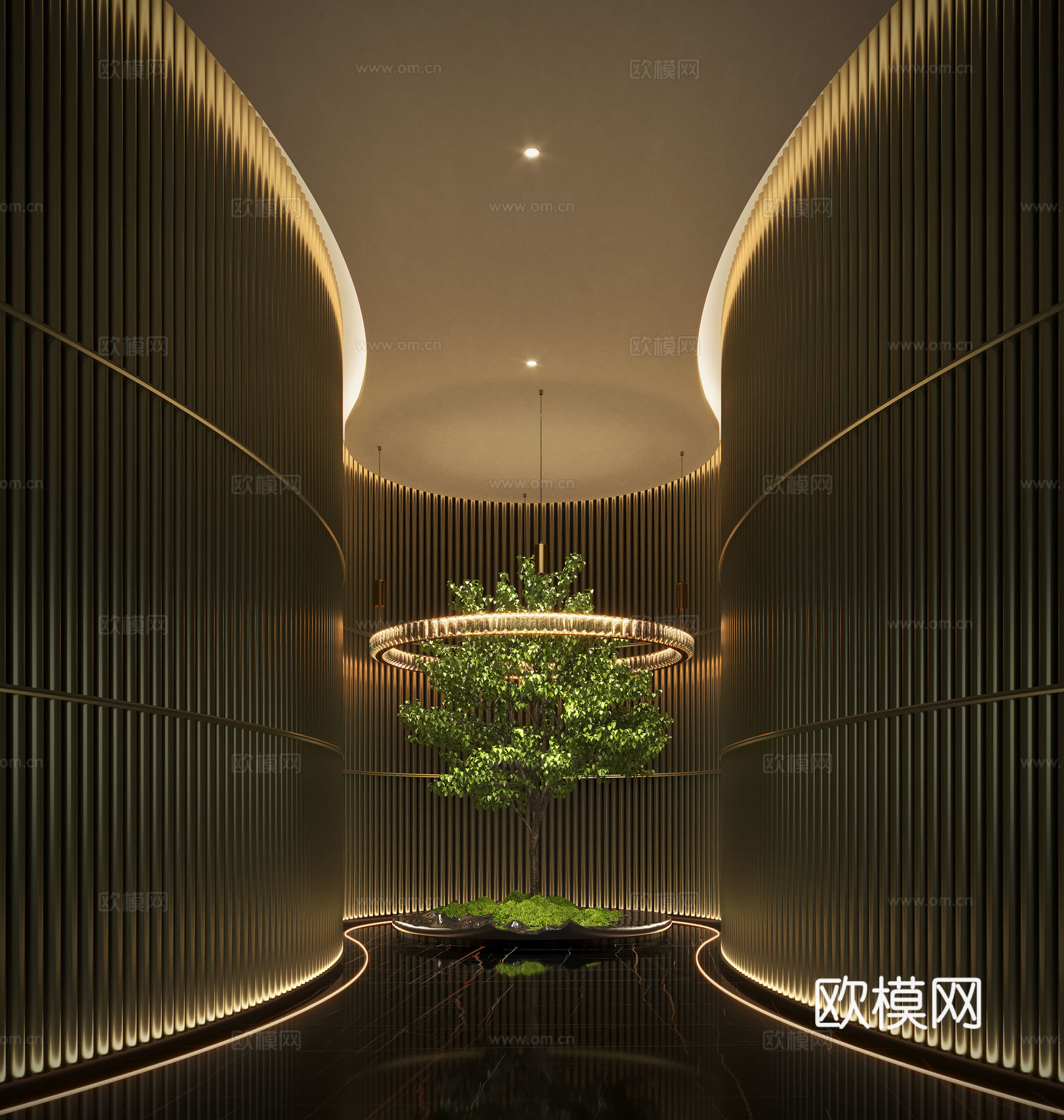 现代过道景观 室内景观 植物造景3d模型