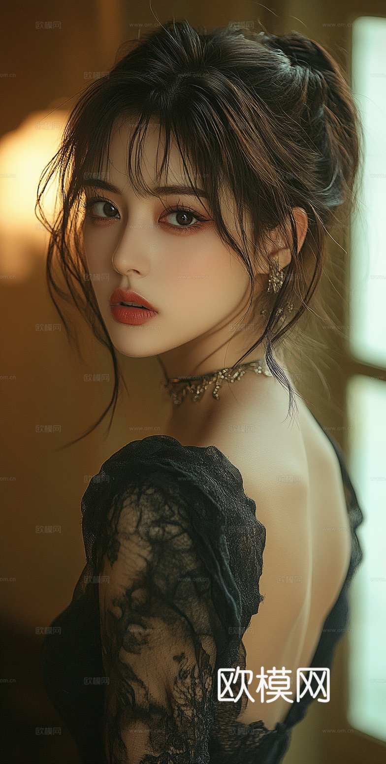 美女人物肖像挂画装饰画下载（渲染图6）