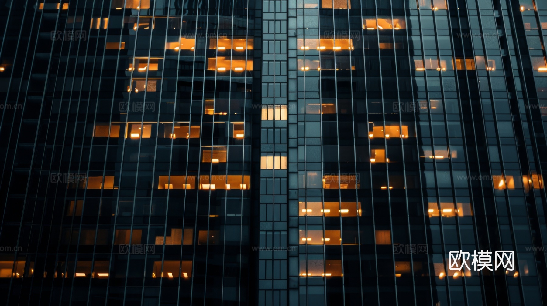 夜晚窗景建筑外立面玻璃幕墙