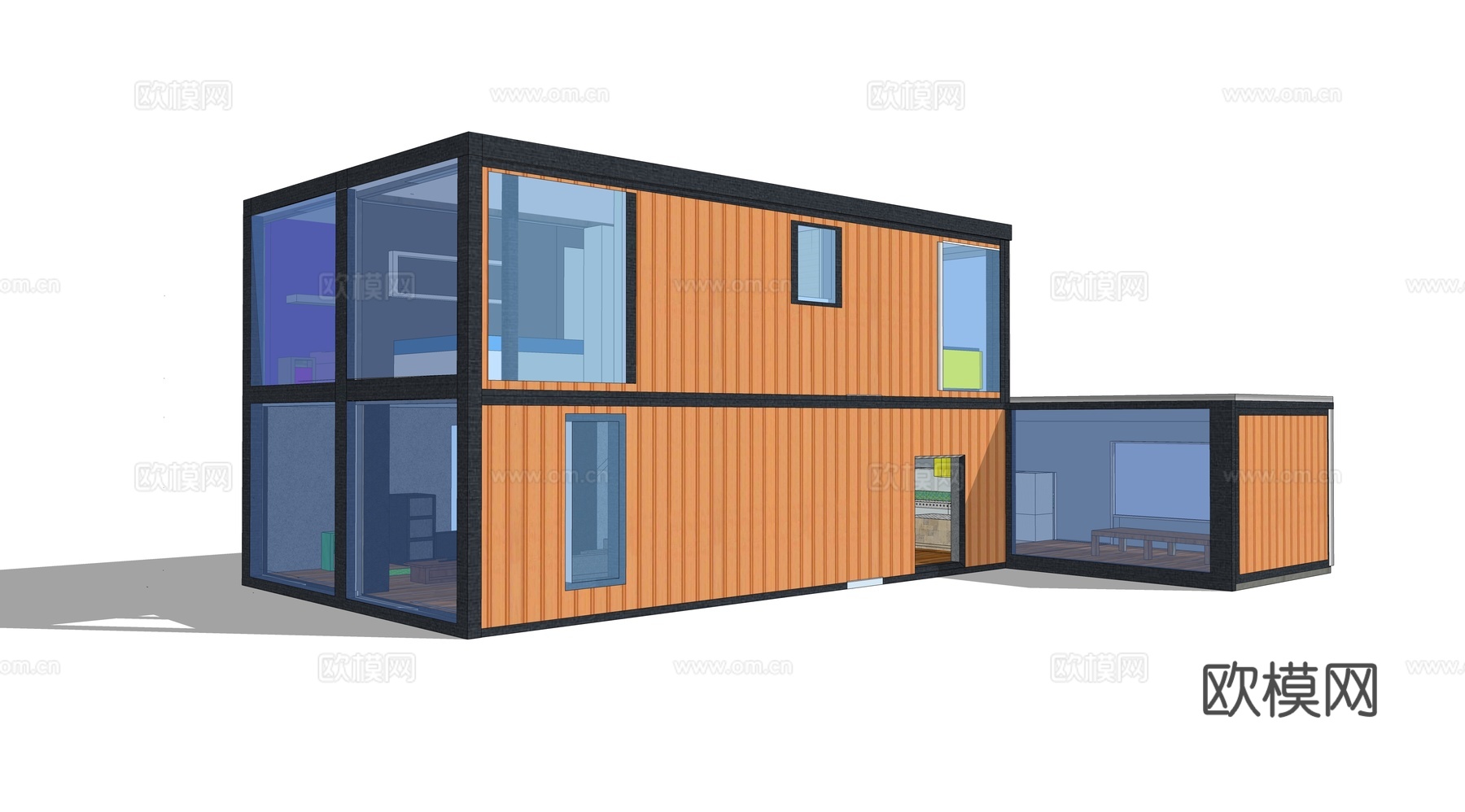集装箱建筑 集装箱休息驿站 临时建筑su模型