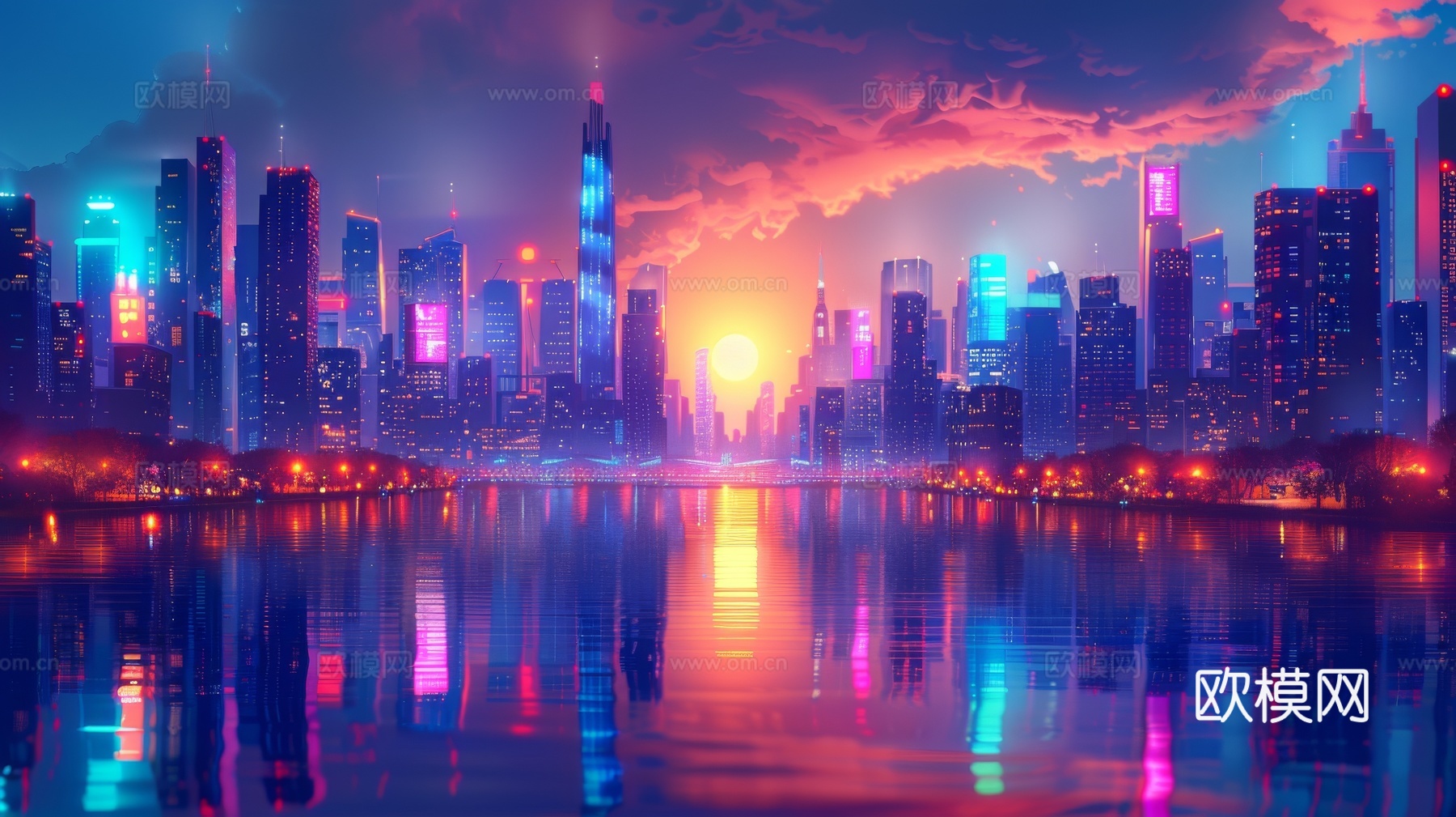 傍晚城市建筑都市风景
