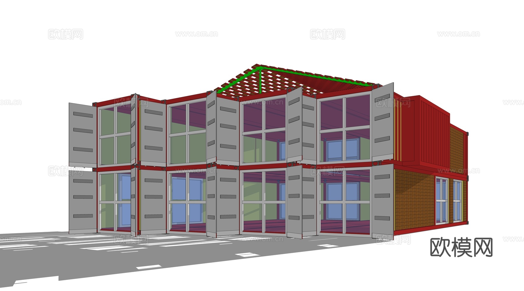 集装箱建筑 集装箱休息驿站 临时建筑su模型